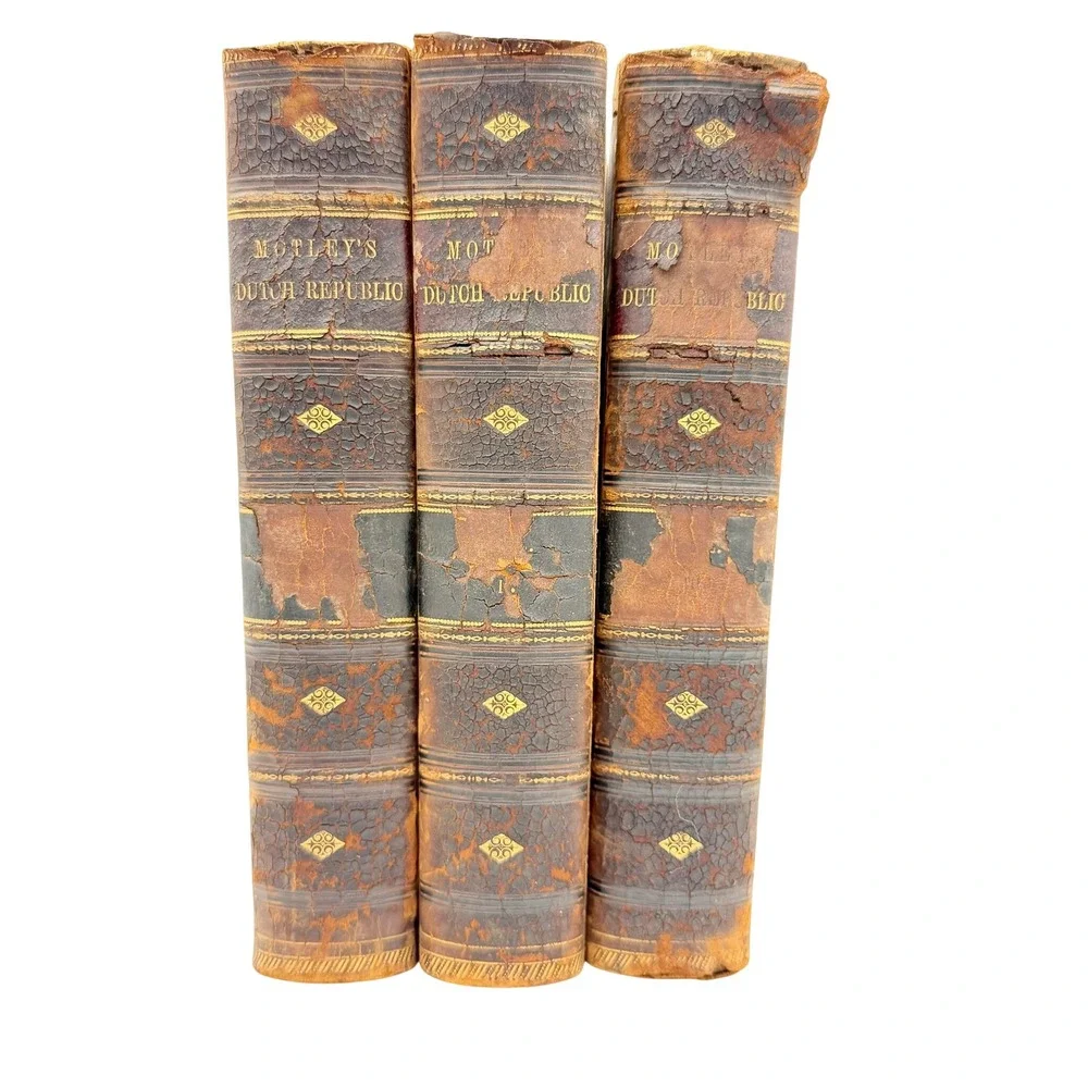 John Lothrop Motley‎ The Rise of the Dutch Republic 1858 3 Vol Half Calf Leather